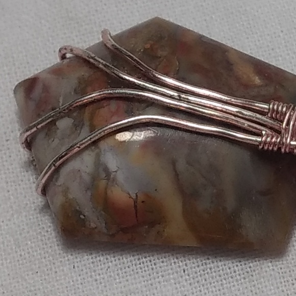Pentagon Shaped Crazy Lace Agate Pendant - Picture 8 of 8